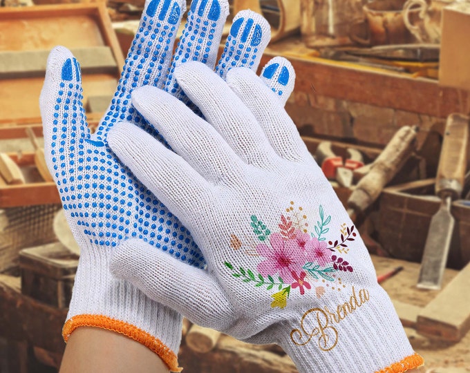 Customized Name Gloves, Gardening Gloves, Garden Lover Gloves, Garden Working Gloves, Outdoor Working Gloves, Floral Gloves.