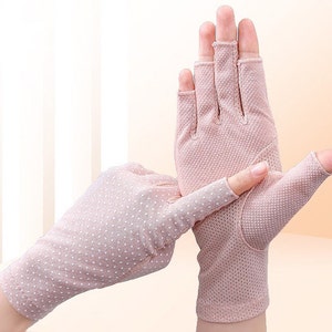 LED Gloves Half Finger Men and Women Anti-slip Summer Thin Ice Silk Driving  Cycling Fishing