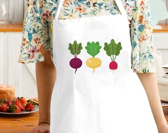 Vegetables Apron, Personalized Garden Apron, Custom Polyester Apron for Women, Apron with Pocket, Adjustable Personalized Kitchen Apron