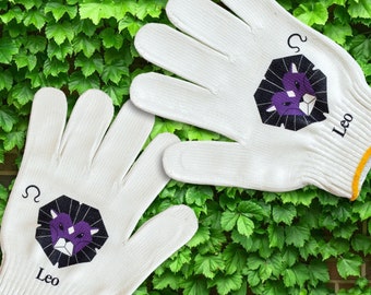 NEW! Constellation Serial Gift, 12 Zodiac Signs Gloves, Custom Garden Gloves, Original Design Acrylic Painted Gloves, Gift for Gardener