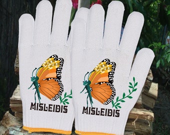 Cadeau jardin personnalisé, Gants de travail personnalisés, Gants de jardinage/de travail papillons, Gants de jardin pour femme, Gants en coton, Cadeau pour amateur de jardin