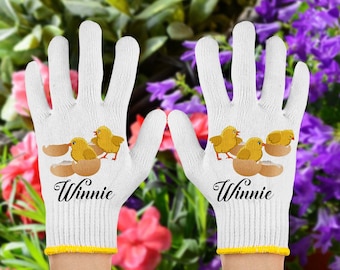 Chick Working Gloves, Cute Garden Gloves, Gardening Gloves for Gardener, Personalized Work Gloves for Men or Women, Farming Gloves