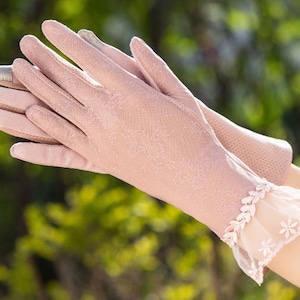 Lace High Quality Short Outdoor Protection Gloves, Work/Driving UV Protection Gloves, Stylish Sun Protection Gloves, Sunscreen Women Gloves