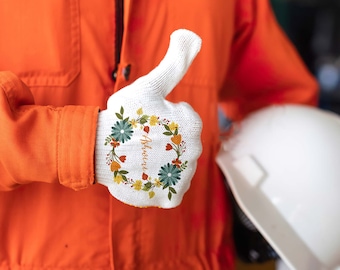 Customized Name Gloves for Gardening, Gloves for Gardener, Wreath Gloves for Planting, Protective Hand Gloves, Valentine&#39;s Day Gift