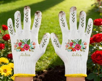 Customized Garden Gloves, Flower Work Gloves, Garden Gloves for Women, Gardening Protective Gloves, Outside Gloves, Birthday Gifts