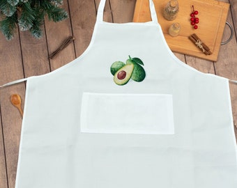 Fruits Apron, Personalized Garden Apron, Custom Polyester Apron for Women, Apron with Pocket, Adjustable Personalized Kitchen Apron