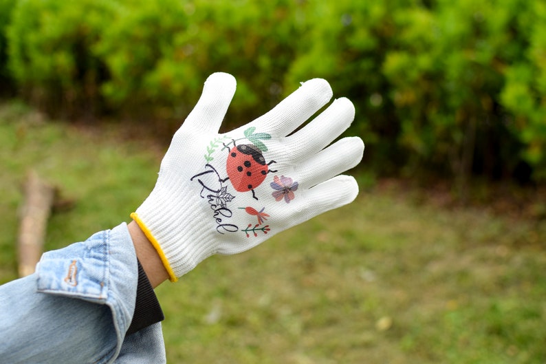 Personalized Name Gloves for Planters Lover, Ladybug Garden Gloves, Adult Work Gloves, Outdoor Cotton Gloves for Men, Gifts for Husband image 8