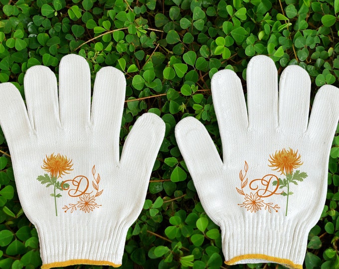 NEW Birth Flower Gloves, Personalized Name Garden Gloves, Original Customized Work Gloves for Fairy Garden, Women's Gloves, Bicycling Gloves