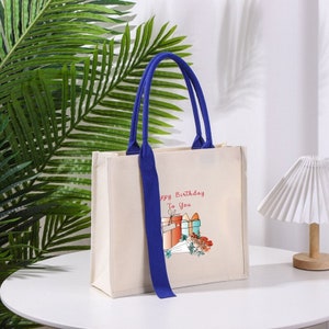 Tote bag Canvas with Pockets, Tote Bag Pattern, Reusable Personalized Tote Bag, Trade Show Gift Bag, Customized Name Gift For Her