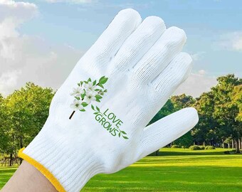 Birth Flower Gloves, Personalized Name Gardening Gloves, Original Customized Work Gloves for Fairy Garden, Women&#39;s Gloves, Bicycling Gloves
