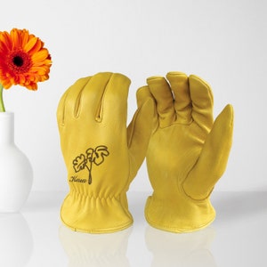 Personalized Leather Gloves, Sheepskin Garden Gloves, Construction Gloves, Working Gloves, Custom Gift for Him or Her