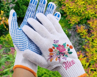 Customized Garden Gloves, Flower Work Gloves, Garden Gloves for Women, Gardening Protective Gloves, Outside Gloves, Birthday Gifts