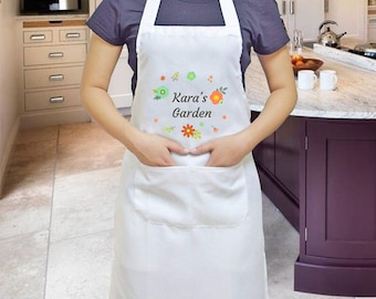 Personalized Garden Apron: Custom Floral Design, Women's Gardening Gift