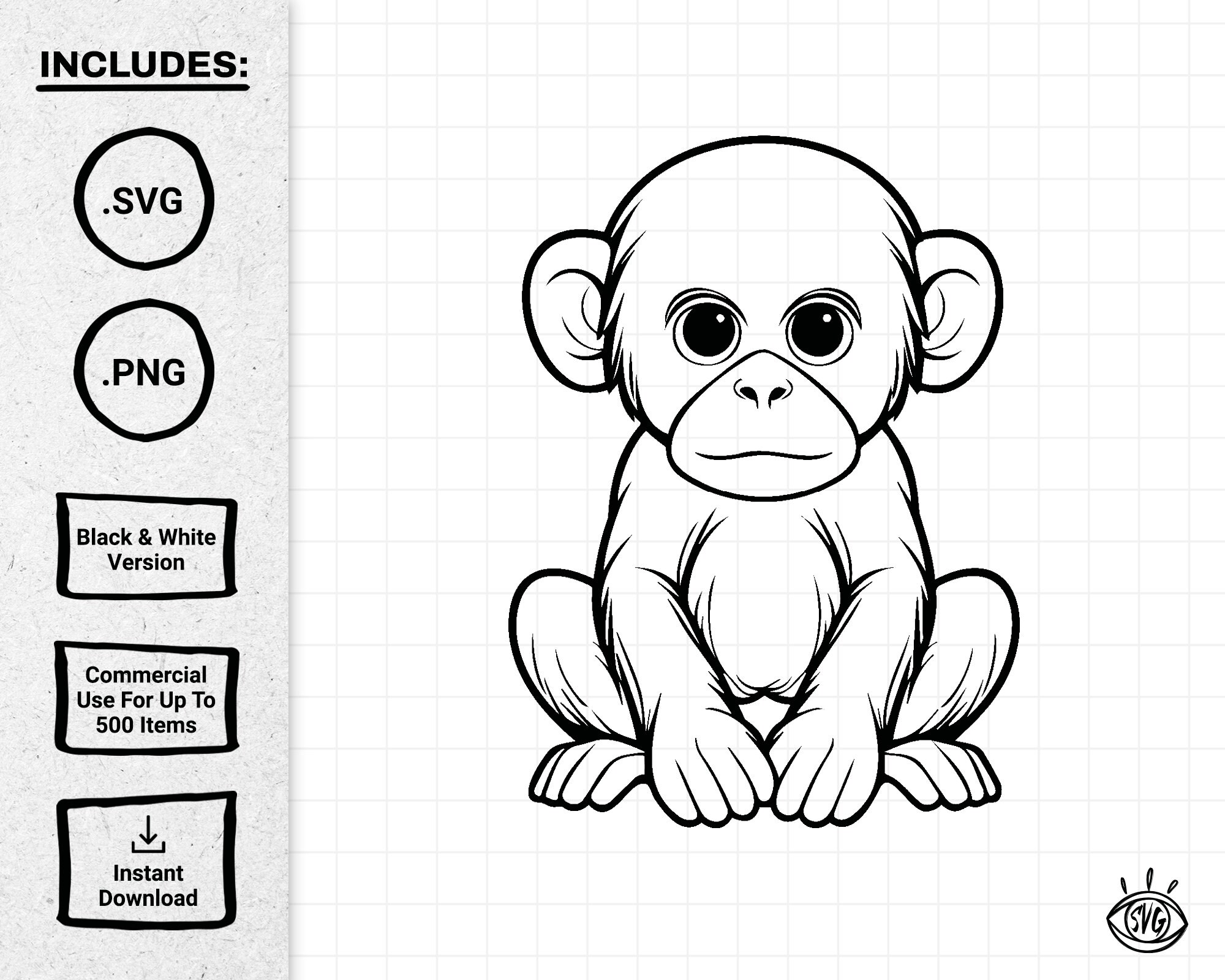 Buy Monkey SVG Monkey PNG Cute Monkey SVG Monkey Clipart Online in