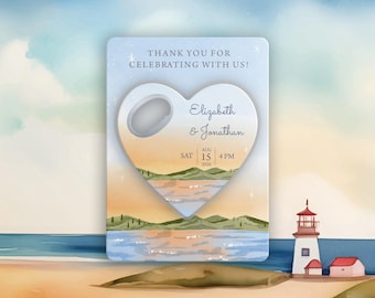 Abridor de garrafas magnético de coração personalizado: lembrancinhas para casamento na praia