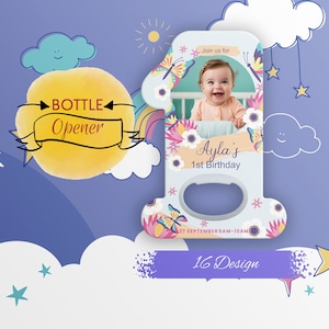 Bottle Opener Magnet, Transparent Dot Matte Gift Bag, Birthday Party and Decorations, Baby Shower, Personalized Party Magnets, 1st Birthday