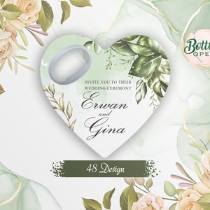 Personalized Heart Magnet Bottle Opener: Custom Wedding Favor