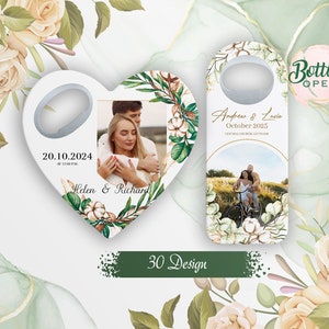 Customizable Wedding Favor For Guests in Bulk, Personalized photo wedding favors, bottle opener magnet