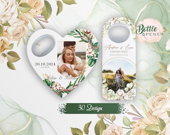 Customizable Wedding Favor For Guests in Bulk, Personalized photo wedding favors, bottle opener magnet