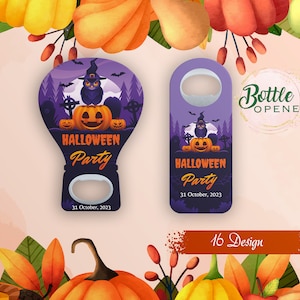 50 pçs halloween favor ímã truque ou deleite personalizado presente de halloween favor para convidado abridor de garrafa magnético boné personalizado