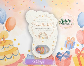 Aanpasbare flesopener magneet gunst cadeau voor uw babyshower of 1e verjaardagsfeestje, voetvormige magneten decoraties, welkom baby gunst