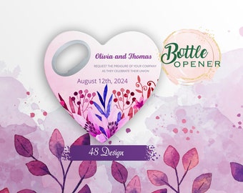 Heart Wedding Favor: Personalized Bottle Opener Magnet
