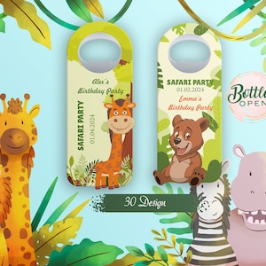 Safari Baby Shower Favors: Personalized Magnet Bottle Opener