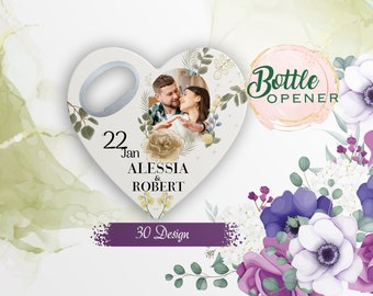 Customizable Wedding Favor For Guests in Bulk, Personalized photo wedding favors, bottle opener magnet