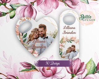 Customizable Wedding Favor For Guests in Bulk, Personalized photo wedding favors, Wedding favors, Photo Bottle opener magnet