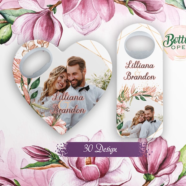 Customizable Wedding Favor For Guests in Bulk, Personalized photo wedding favors, Wedding favors, Photo Bottle opener magnet
