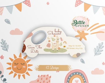 Gepersonaliseerde flesopener met automagneet: bedankjes voor babyshower