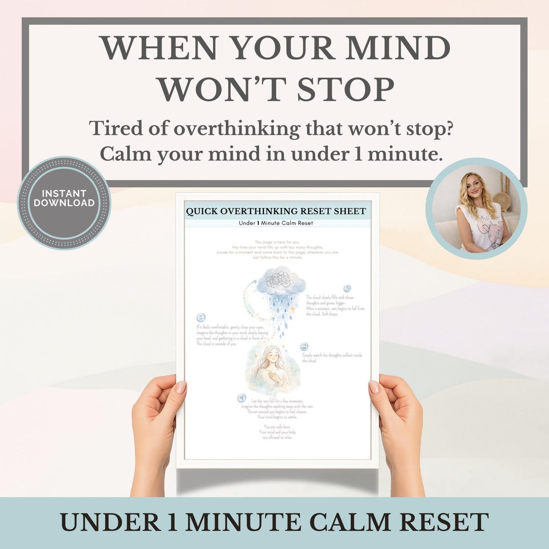 Overthinking Help Printable | Anxiety Relief Self Care Tool | Calm Mind ...
