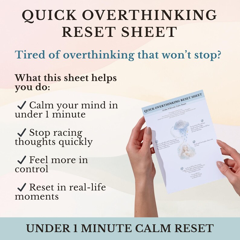 Overthinking Help Printable | Anxiety Relief Self Care Tool | Calm Mind ...