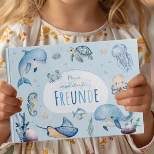 Amigos reservan un mundo submarino para niños | Álbum de amistad delfín | Álbum de amigos jardín de infantes y escuela | libro de amistad para niños