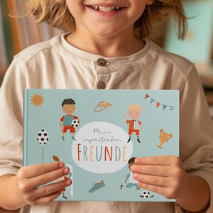 Amigos reservan fútbol para niños | Álbum Amigos del Fútbol Escuela Infantil | Regalo para niños que comienzan la escuela, libro de amigos para la escuela primaria.