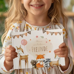 Amigos reservan lindos animales del bosque para niños | Álbum de la Amistad Boho | Álbum de amigos jardín de infantes y escuela | Libro de la amistad tapa dura.