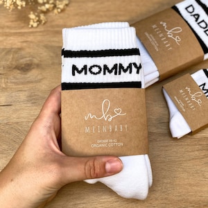 Prezent urodzinowy-skarpetki tenisowe mama tata mini zestaw, prezent z okazji narodzin dziecka, Baby Shower, prezent ciążowy, skarpetki rodzinne