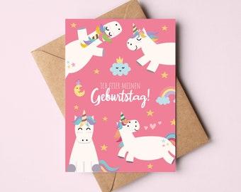 Cartes d'invitation licorne pour anniversaire d'enfant | Invitations d'anniversaire pour les filles | Fête de la Licorne anniversaire des enfants