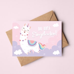 MeinBaby123® Uitnodigingskaarten kinderverjaardag alpaca | Verjaardagsuitnodigingen voor kinderen | incl. enveloppen | V3