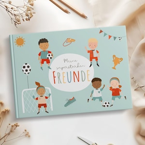 Amigos reservan fútbol para niños | Álbum Amigos del Fútbol Escuela Infantil | Regalo para niños que comienzan la escuela, libro de amigos para la escuela primaria.
