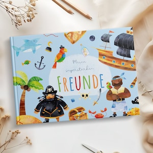 Libro amigo piratas para niños | Álbum de amistad chicos | Álbum de amigos jardín de infantes y escuela | libro de amistad tapa dura