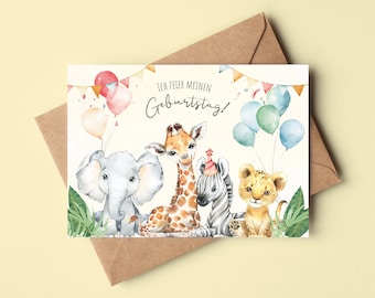 Invo di bambini di buon compleanno con fenicottero | Vettore Gratis