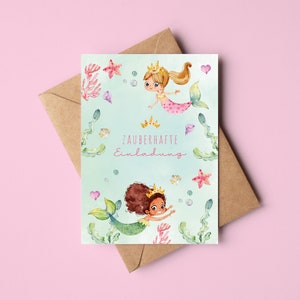 Cartes d'invitation MeinBaby123® anniversaire enfant sirène | Invitations d'anniversaire pour enfants | incl. enveloppes | V21