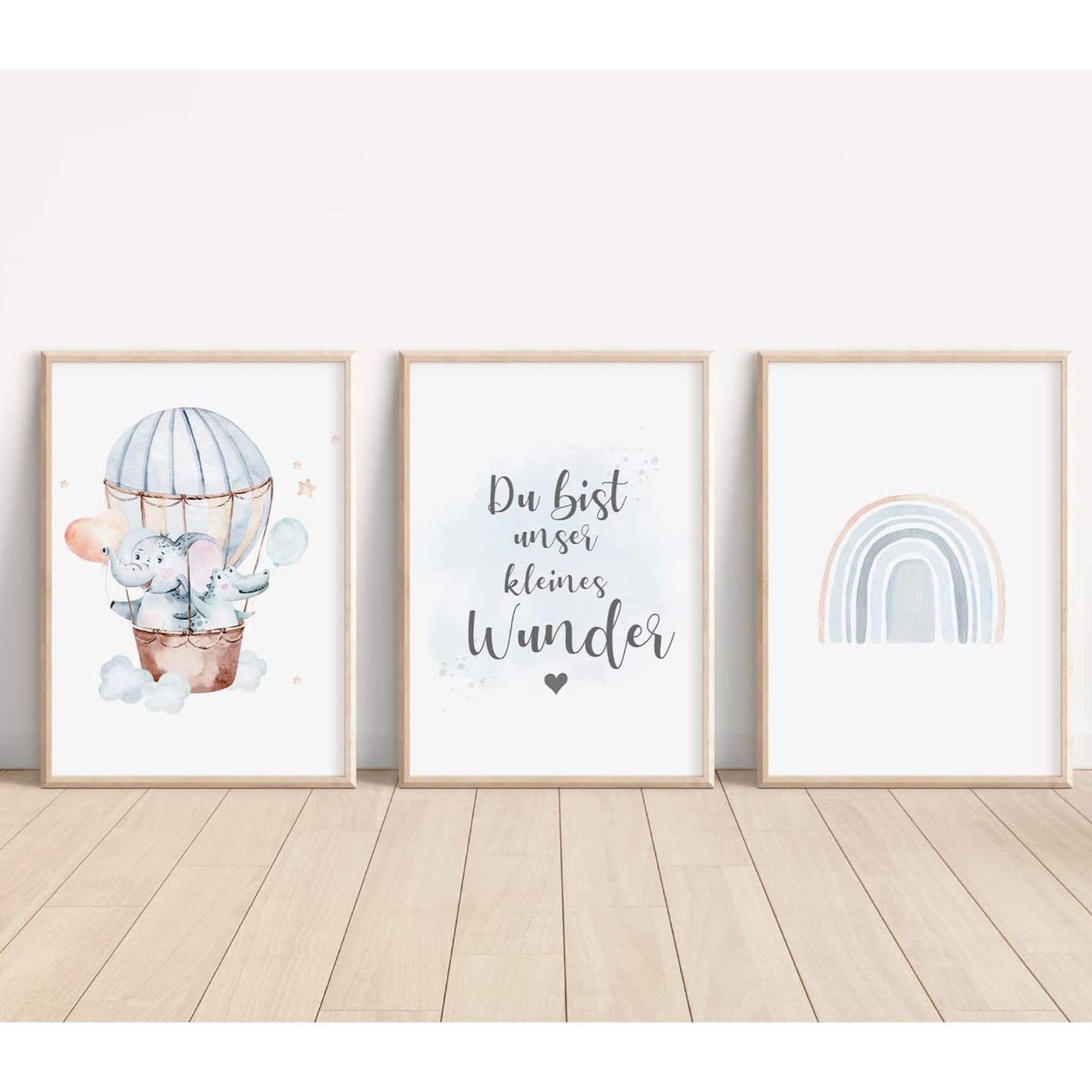 MeinBaby123® Set of 3 DIN A4 Children's Room Pictures | Nursery Decor Posters | Baby Room Decor | Saying Wall Art (Elephant & Crocodile V2)