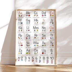 Affiche d'apprentissage de l'écriture de base MeinBaby123® | Affiche de l'alphabet ABC pour enfants | Maternelle, école primaire | + fiches d'exercices (affiches d'apprentissage noir/blanc)