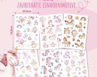 110 skin-friendly skin tattoos for children, unicorn, princess & fairies, gift for girls, children's birthday party bags (unicorn)