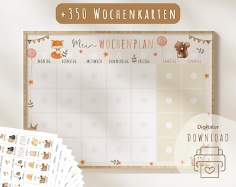 Weekplanner voor kinderen | Weekplanner voor kinderen | Montessori weekplanner | Afdrukbare weekplanner | Digitale download | Dagplanner | Dieren