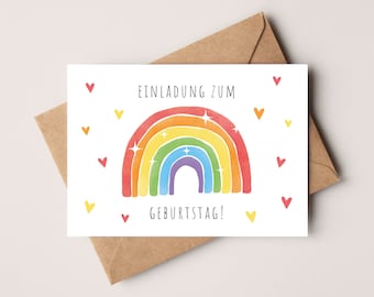 Rainbow invitation cards children&#39;s birthday | Birthday invitations for children | incl. envelopes
