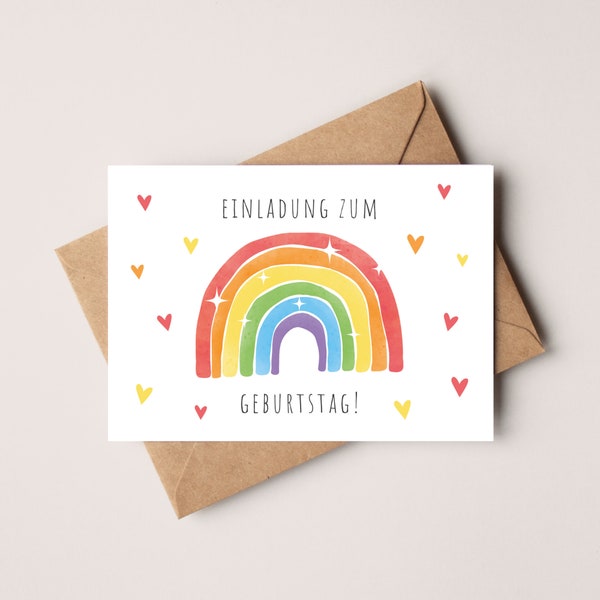 Rainbow invitation cards for children's birthday | Birthday invitations for children | including envelopes