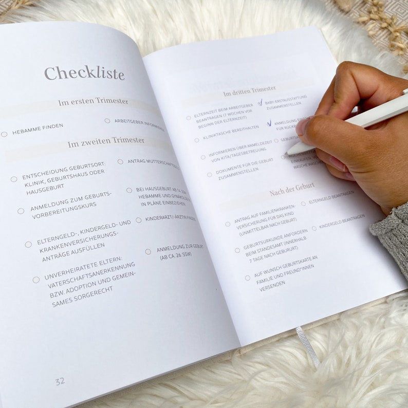 Pregnancy journal with gold-plated linen cover, gifts for pregnant women, pregnancy, love in the womb, pregnancy (linen) image 10